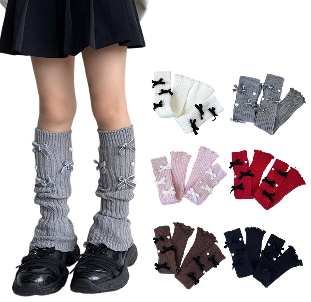 【送料無料】[ZGKULAEAOW] レッグウォーマー キッズ リボン ルーズソックス子供 女の子 冷え対策 派手 ダンス衣装 暖かい 派手 色：ブラック、サイズ：11-16歳