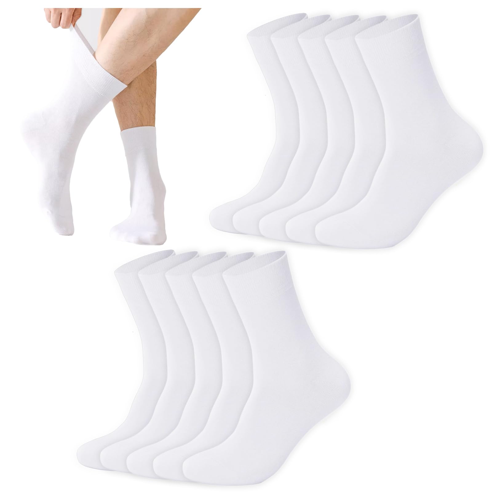 【送料無料】[MOSOTECH] 靴下 メンズ 10足セット ビジネスソックス 吸汗消臭 通気性 四季適用 ビジネス カジュアル 24.0-28.0cm 色：ホワイト*10、サイズ：24.0-28.0 cm