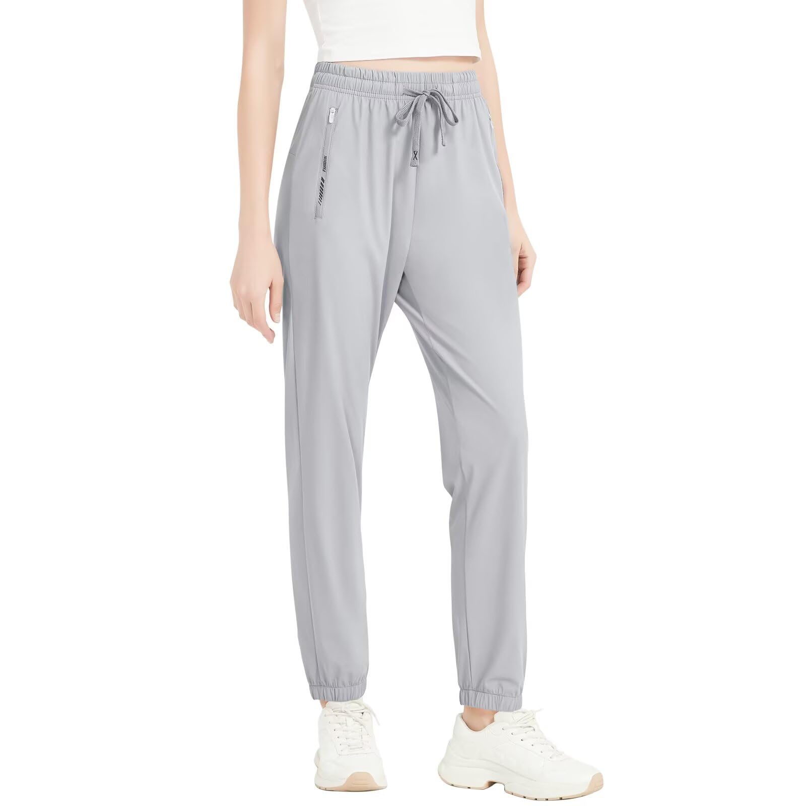【送料無料】[Sillictor] ジョガーパンツ レディース 冷感 ジャージ下 ロングパンツ フィットネス ズボン トレーニング ヨガパンツ おしゃれ ゆったり 大きいサイズ 色：ライトグレー、サイズ：2XL