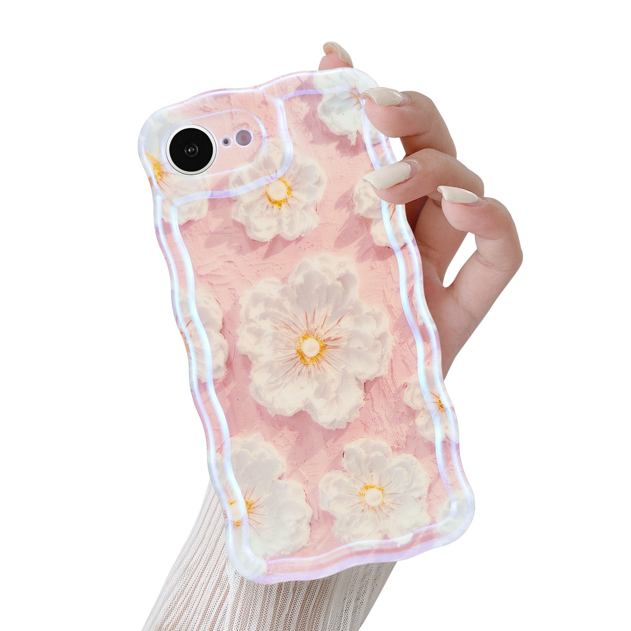 【送料無料】QLTYPRI 花柄 ケースTPUカバー おしゃれ 韓国 可愛い 薄型 軽量 耐衝撃 スマホケース ワイヤレス充電対応 ストラップホー..