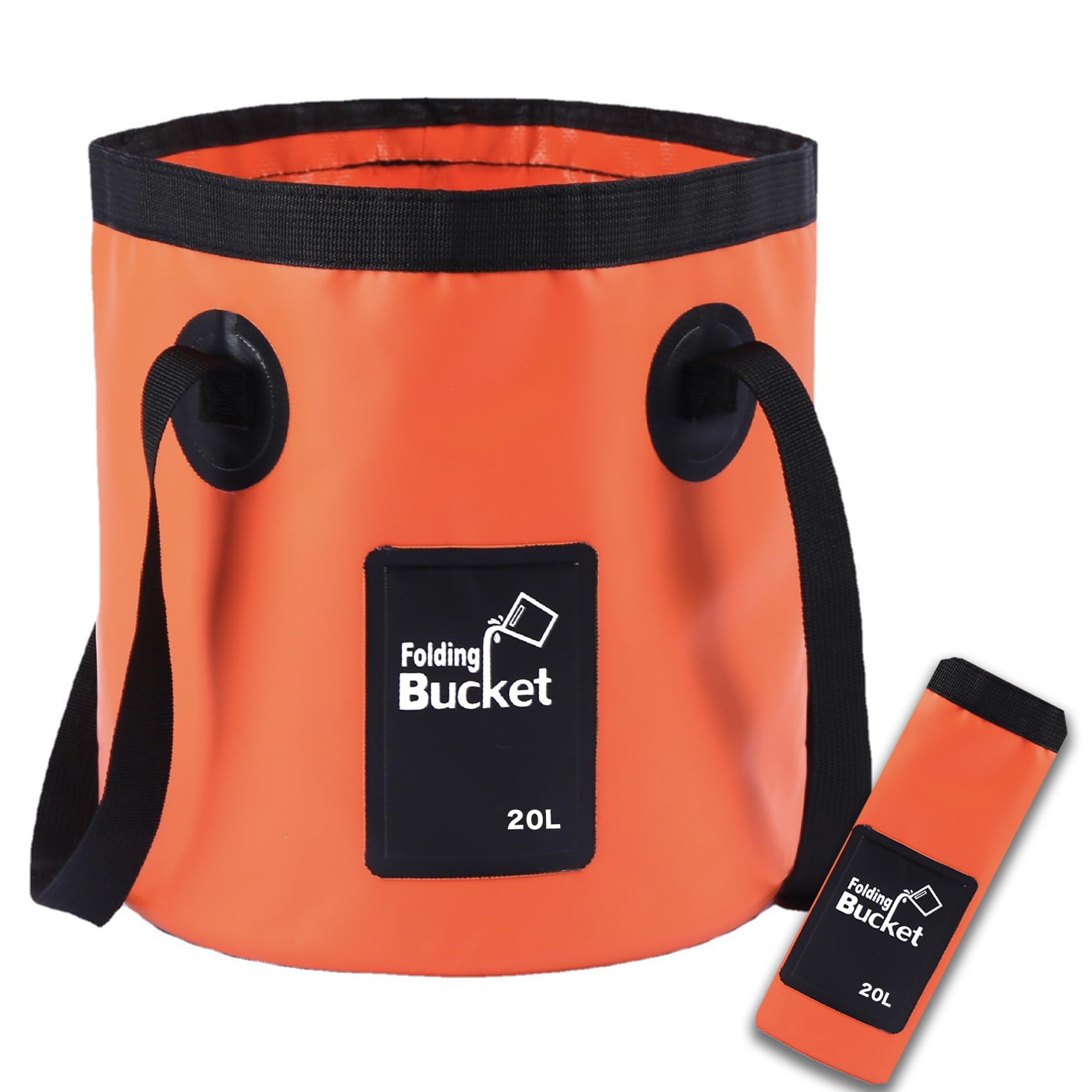 【送料無料】Wlikn 折りたたみ ソフトバケツ 釣り用 シリコン製 コンパクト収納 多機能 車載 アウトドア 洗車 キッチン キャンプ 旅行用 色：オレンジ、サイズ：20L