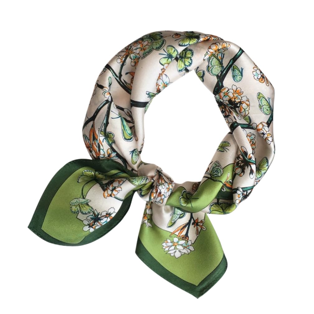 【送料無料】[Euyqs] レディース スカーフ シルク制服用オフィススカーフ ハンカチ 色：#118 グリーン小枝、サイズ：Free Size