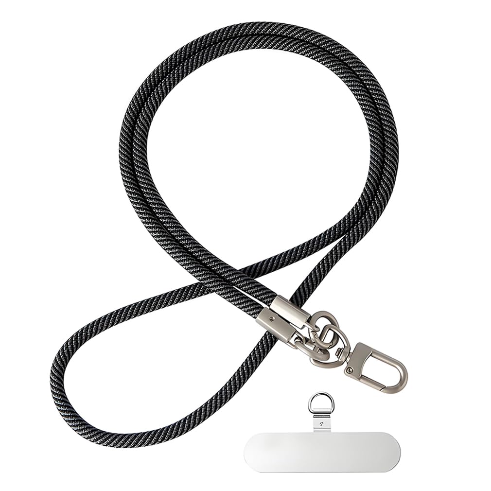 【送料無料】ネクストラップ ストラップ 2WAY 吊下げひも iPhone/Sumsung/Sony スマホストラップ 色：ブラック、サイズ：太いネックストラップ