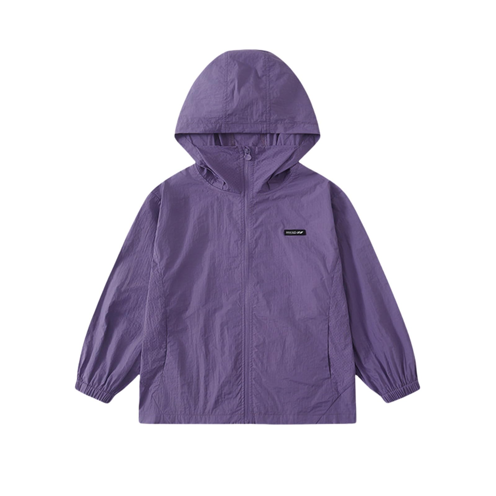 【送料無料】[KISBINI] キッズ ジャケット ラッシュガード 男の子 女の子 UVカット 日焼け止め パーカー フード付き 薄手 軽量 冷感 涼しい コンパクト ナイロンコート 虫刺さ冷房対策 ジュニア 無地 海 キャンプ110-160 色：パープル、サイズ：150