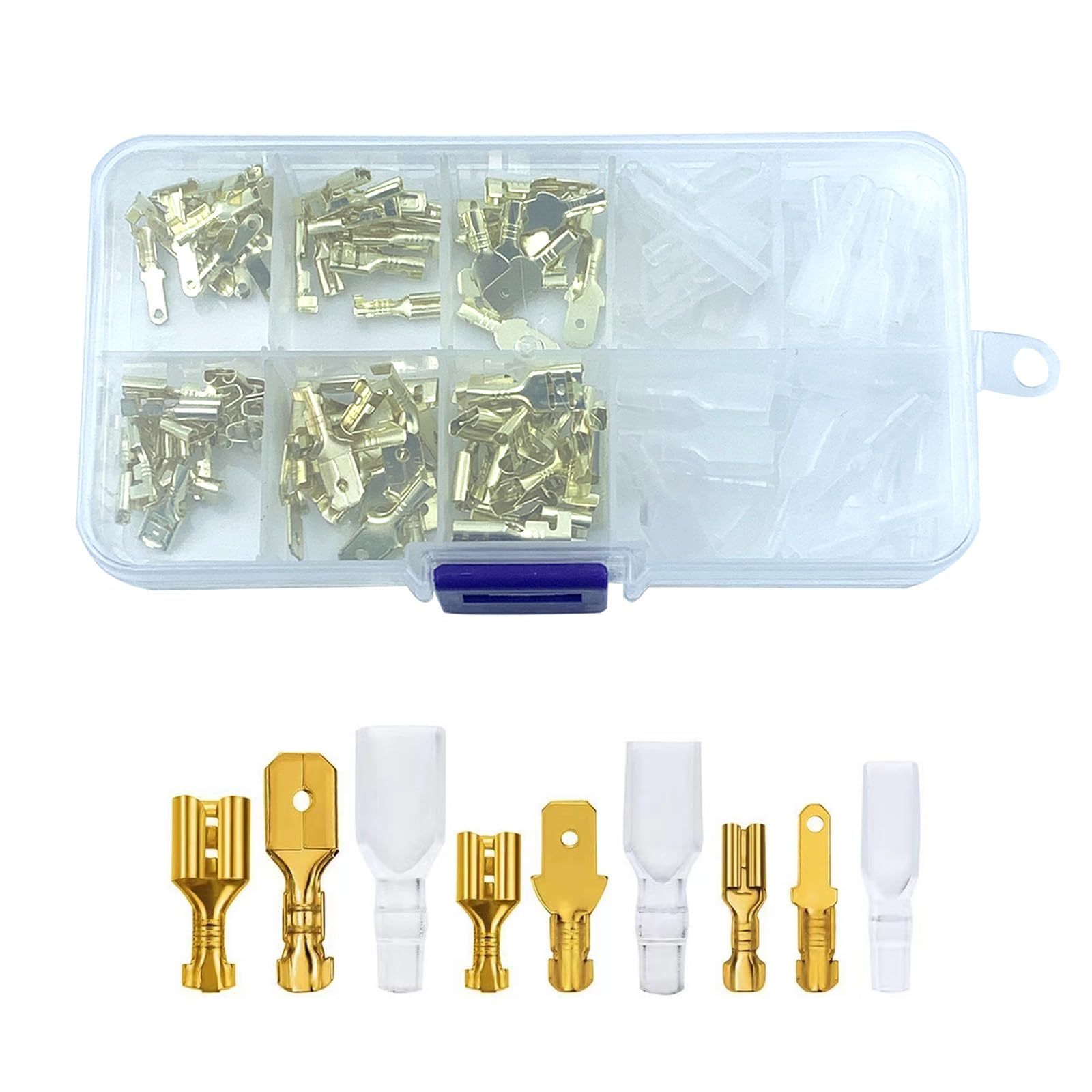 【送料無料】Aurooooa ギボシ端子セット 2穴マザー端子 10組 金色 ギボシターミナル 圧着端子 オス メス 絶縁スリーブ カバー付き 配線接続 4.0mm CA104 圧着 コネクター 自動車 バイク スピーカー 0.5-2スケア ケーブル