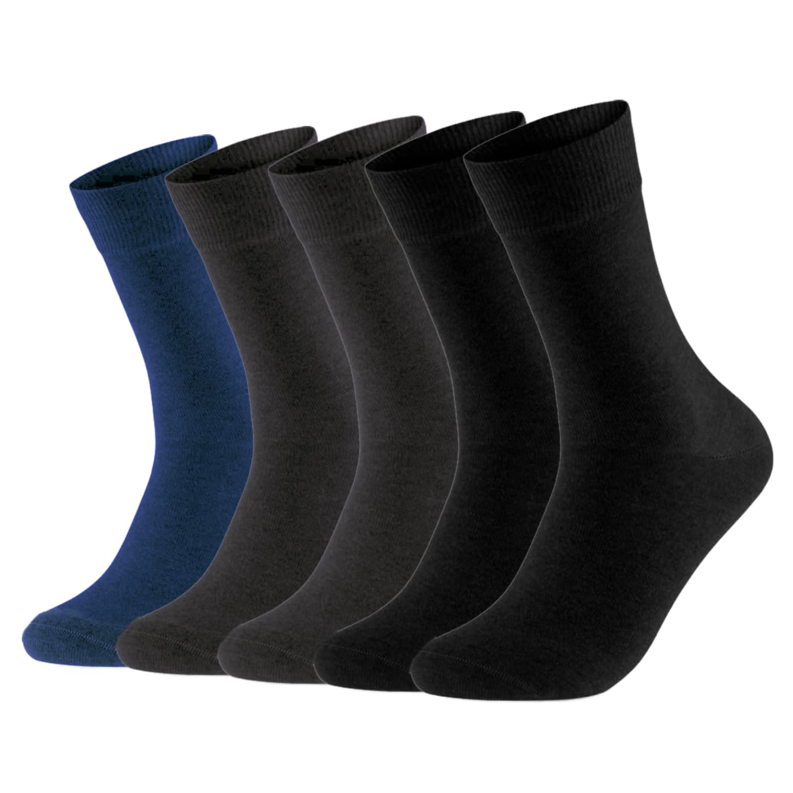 【送料無料】[MOSOTECH] 靴下 メンズ ビジネスソックス 5足セット吸汗消臭 通気性 四季適用 ビジネス カジュアル 24-28cm 色：03-ネイビーブルー 1/ダークグレー 2/ブラック 2、サイズ：24.0-28.0 cm