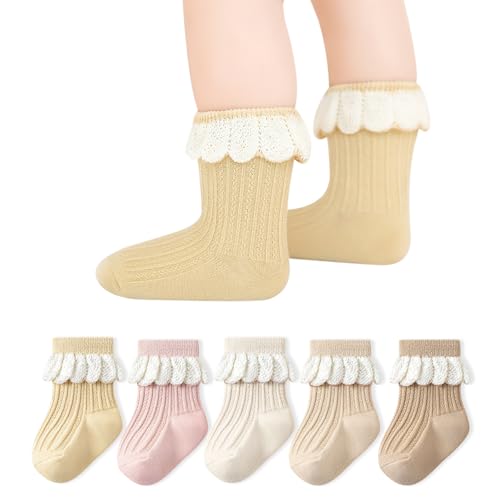 【送料無料】[HAYAHARU] 女の子 ソックス 可愛い 子供レースソックス キッズ靴下 オシャレ ベビーソックス 吸汗通気 通学通園 出産祝い 0-8歳 色：B、サイズ：12.0-14.0 cm