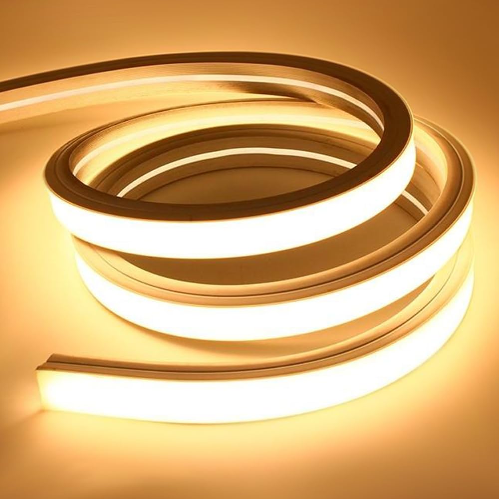 【送料無料】SPAHER LEDテープライト 高輝度 チューブライト 防水 リニア発光 シリコンチューブ ストリップライト ネオンライト 曲がりやすい 切断可能 取付け簡単 目に優しい 間接照明 DIY 飾り 100V【2024新開発】 色：電球色、サイズ：30メートル