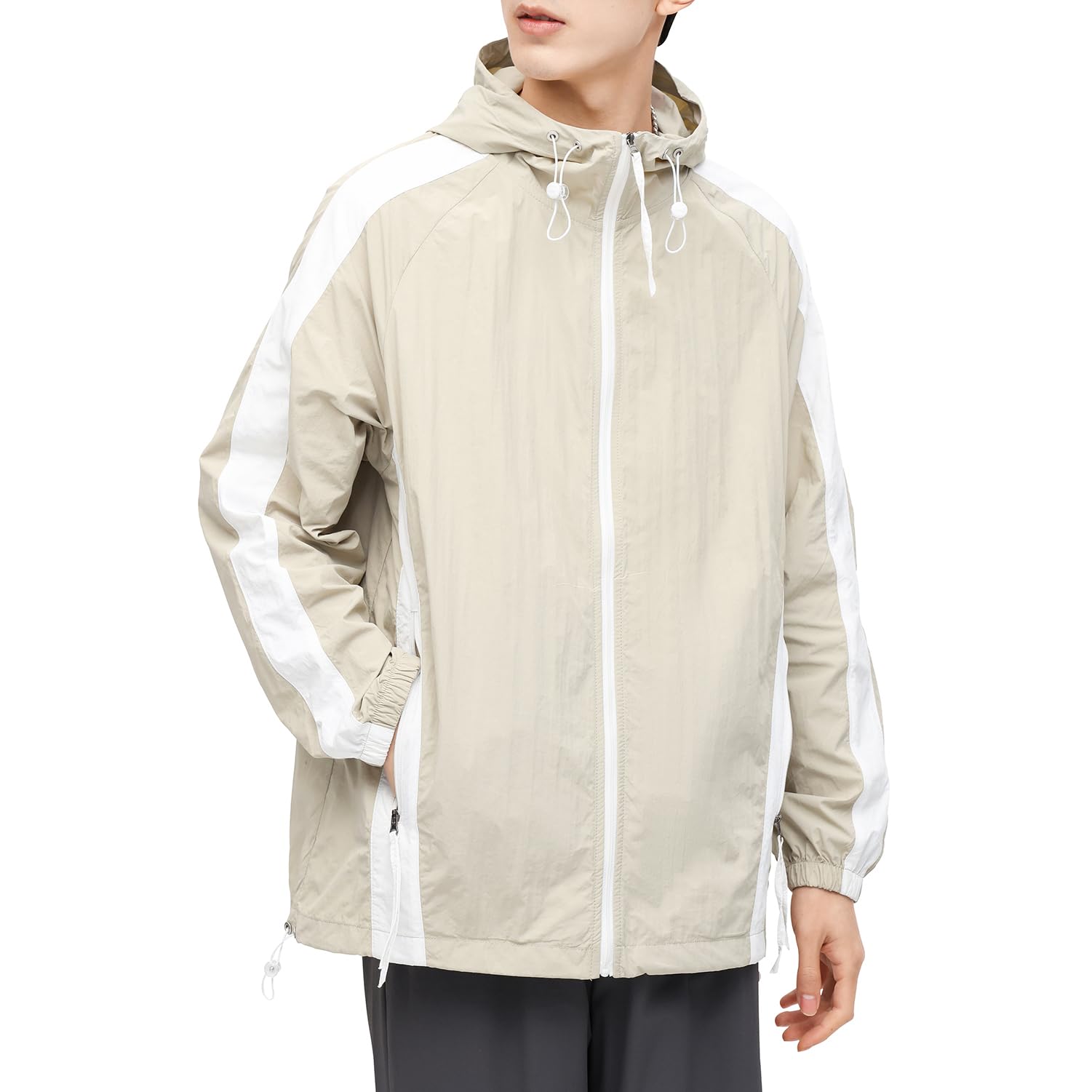 【送料無料】[netero] 夏 ジャケット フード付 冷感 ウインドブレーカー 遮熱ウェア 薄手 アウター ブ..