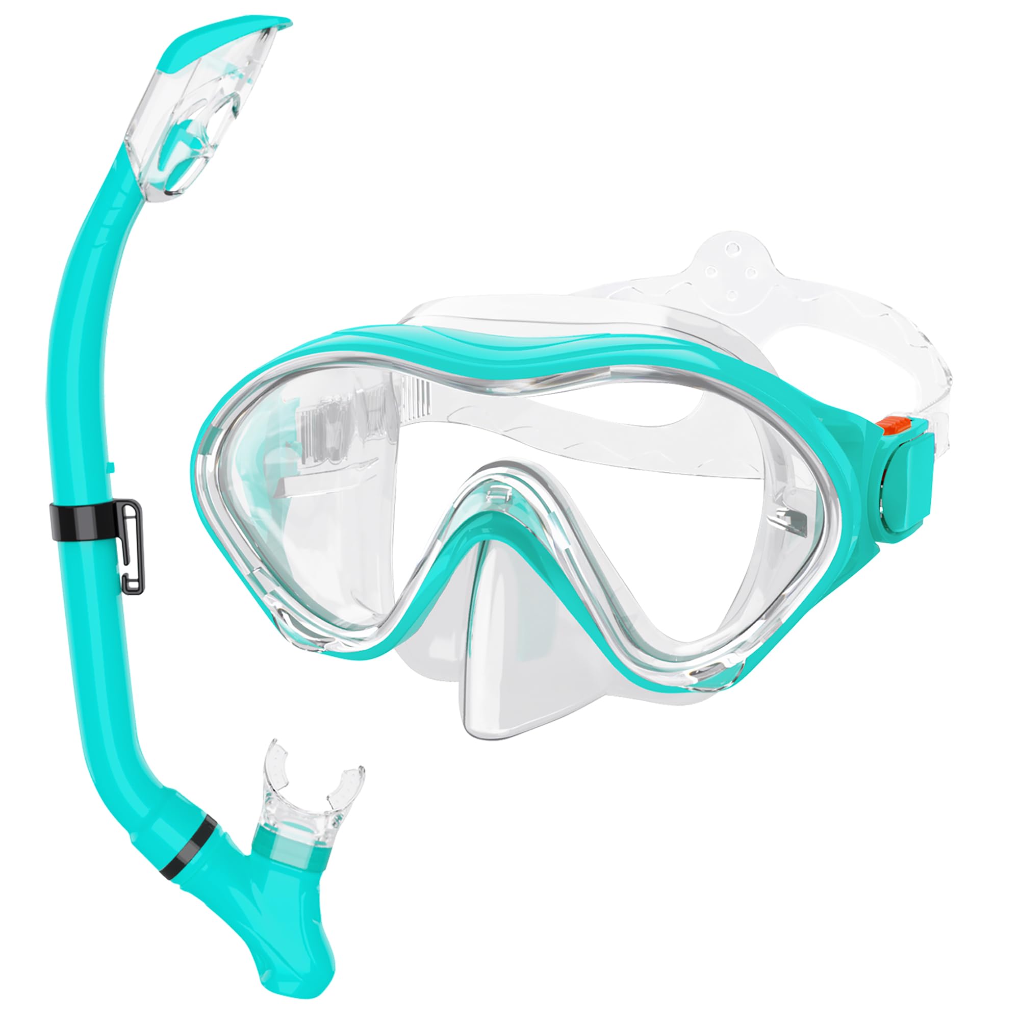 【送料無料】HH HHAO SPORTキッズシュノーケリングシュノーケルセットシュノーケリングセット 2点セット シュノーケルマスク ドライスノーケル 強化ガラス 着脱簡単 収納バッグ付き 初心者向け 男女兼用 4-15歳 色：ライトグリーン