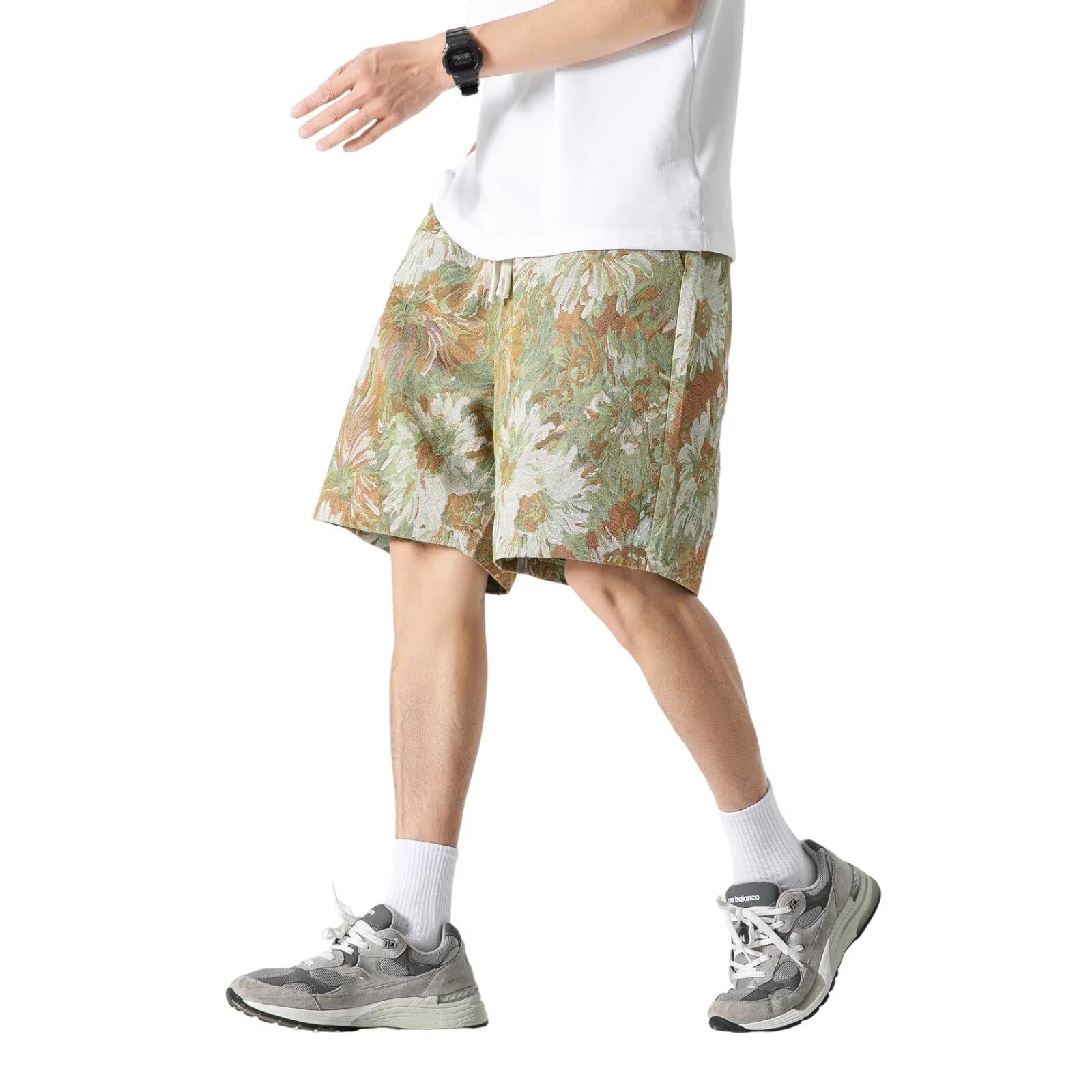 【送料無料】[ORBU] ショートパンツ メンズ 夏服 花柄 ジャカード織り 短パン ビーチパンツ ゆったり ..