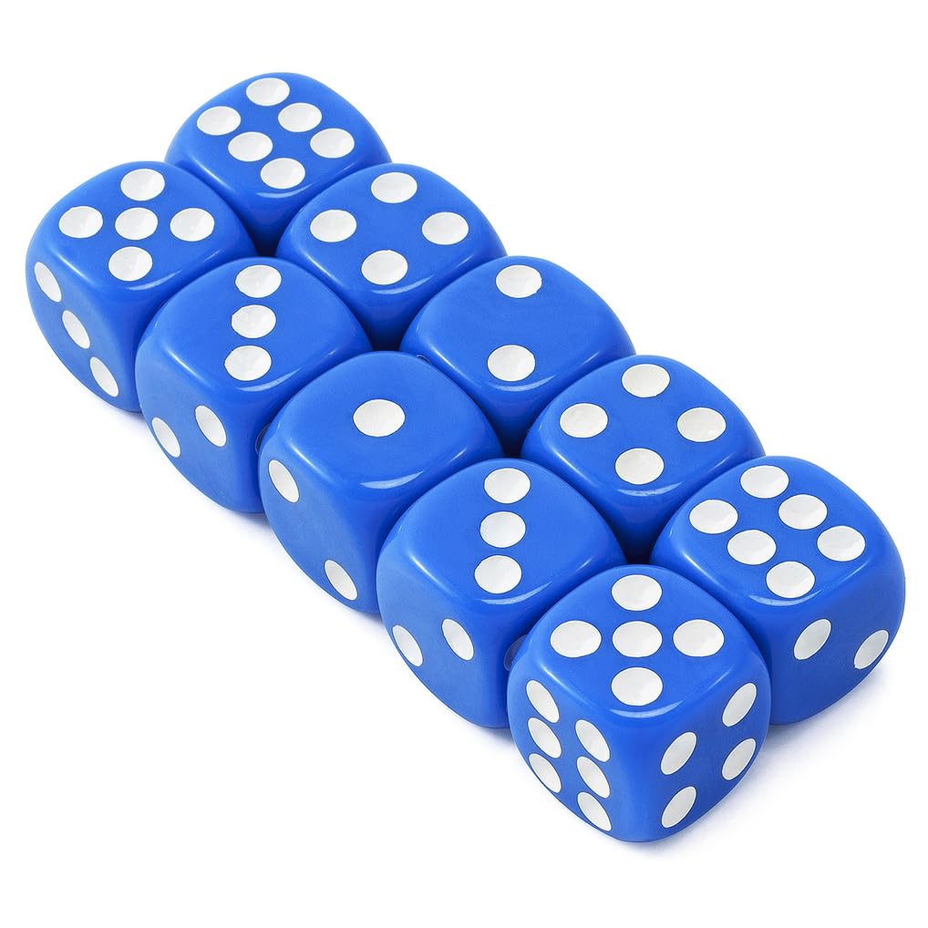 【送料無料】Yourandoll 10個 多面体ダイス D6サイコロ 6面ダイス16mm Dungeons and Dragons 、MTG、 TRPG、 DNDサイコロなどテーブルゲーム用 色：ブルー
