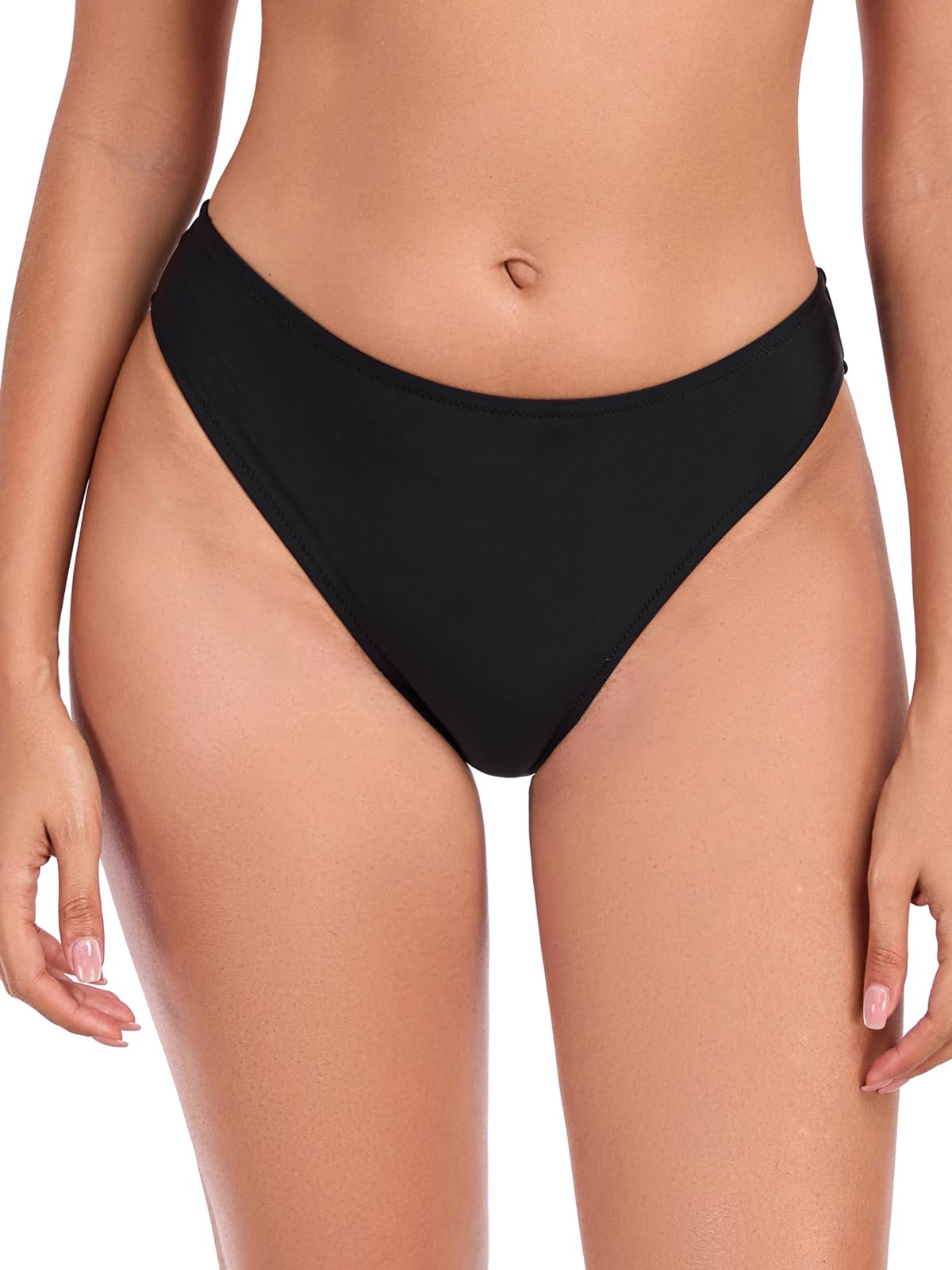 【送料無料】[RELLECIGA] レデイース ビキニボトムス ローライズ ブラジリアンカット 水着 パンツ サウナ 温泉 海 色：ブラック、サイズ：S(4.0)