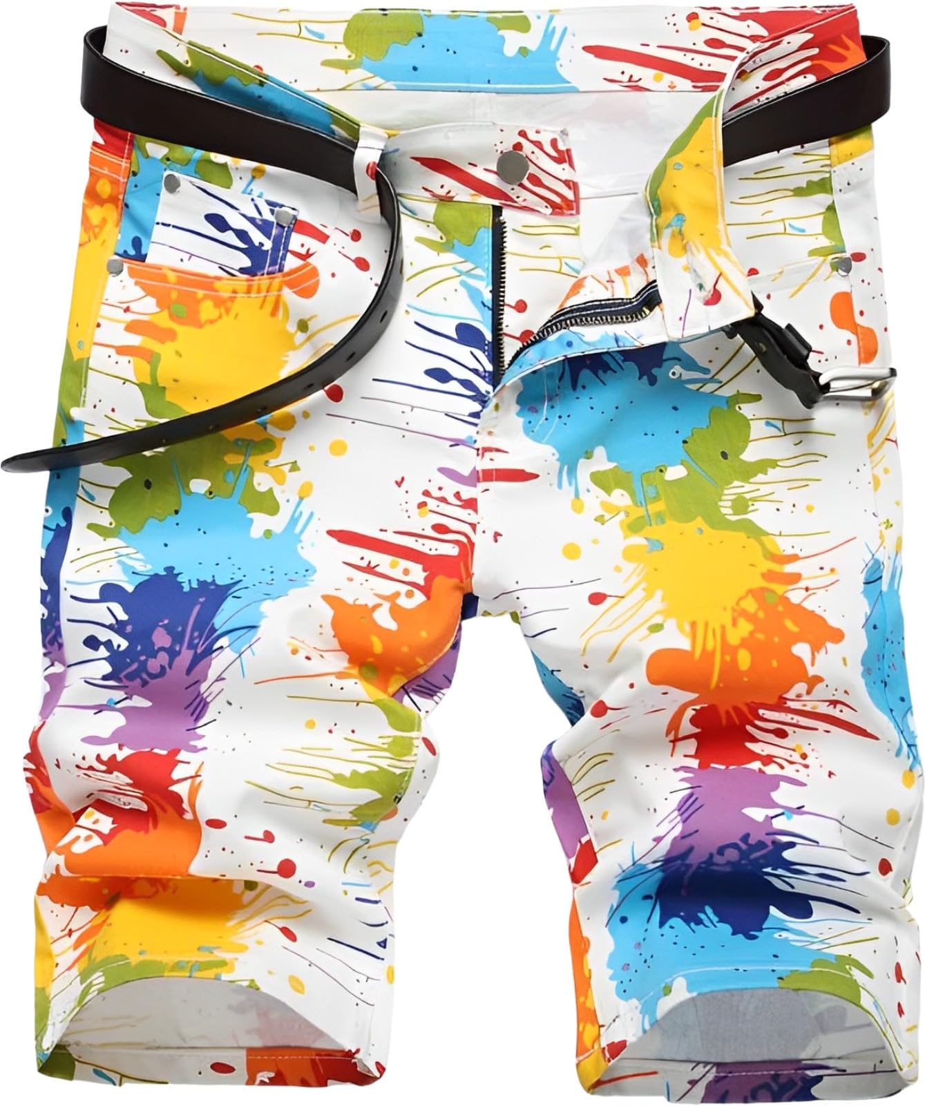 【送料無料】[emptio] [エンプティオ] カラフル 半ズボン 爽やか プリント カジュアル アウトドア アメカジ レギンス 短パン 柄物 メンズ 色：スウィートホワイト、サイズ：L