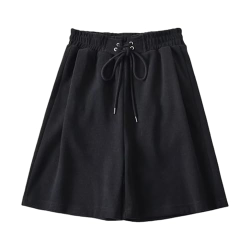 【送料無料】[xppe] ショートパンツ レディース スポーツ 短パン 夏 【脚長効果・動きやすい丈・ゴム入り・ポケット付き】 ハーフパンツ ルームウェア 柔らか 吸汗 引き紐 伸縮性 通気性 カジュアル ヨガ ジム 部屋着 お出掛け 春と夏 色：ブラック、サイズ：L