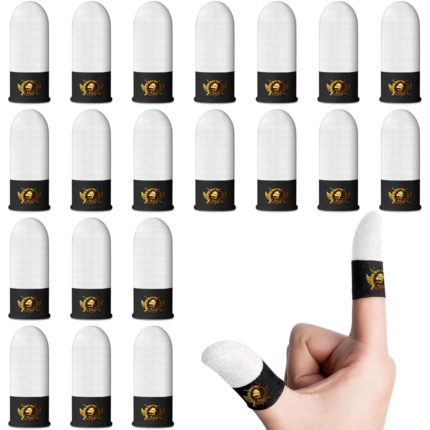 【送料無料】IUGGAN 指サック ゲーム 縫い目なし 音ゲー 指サック スマホゲーム 荒野行動 PUBG Mobile Codモバイル Apex ゆびさっく 超高感度 超薄銀繊維 ゆびサック 携帯 手汗対策 指カバー 全指対応 誤触減少 滑り止め iPho 色：ホワイト + ブラック、サイズ：Mサイズ