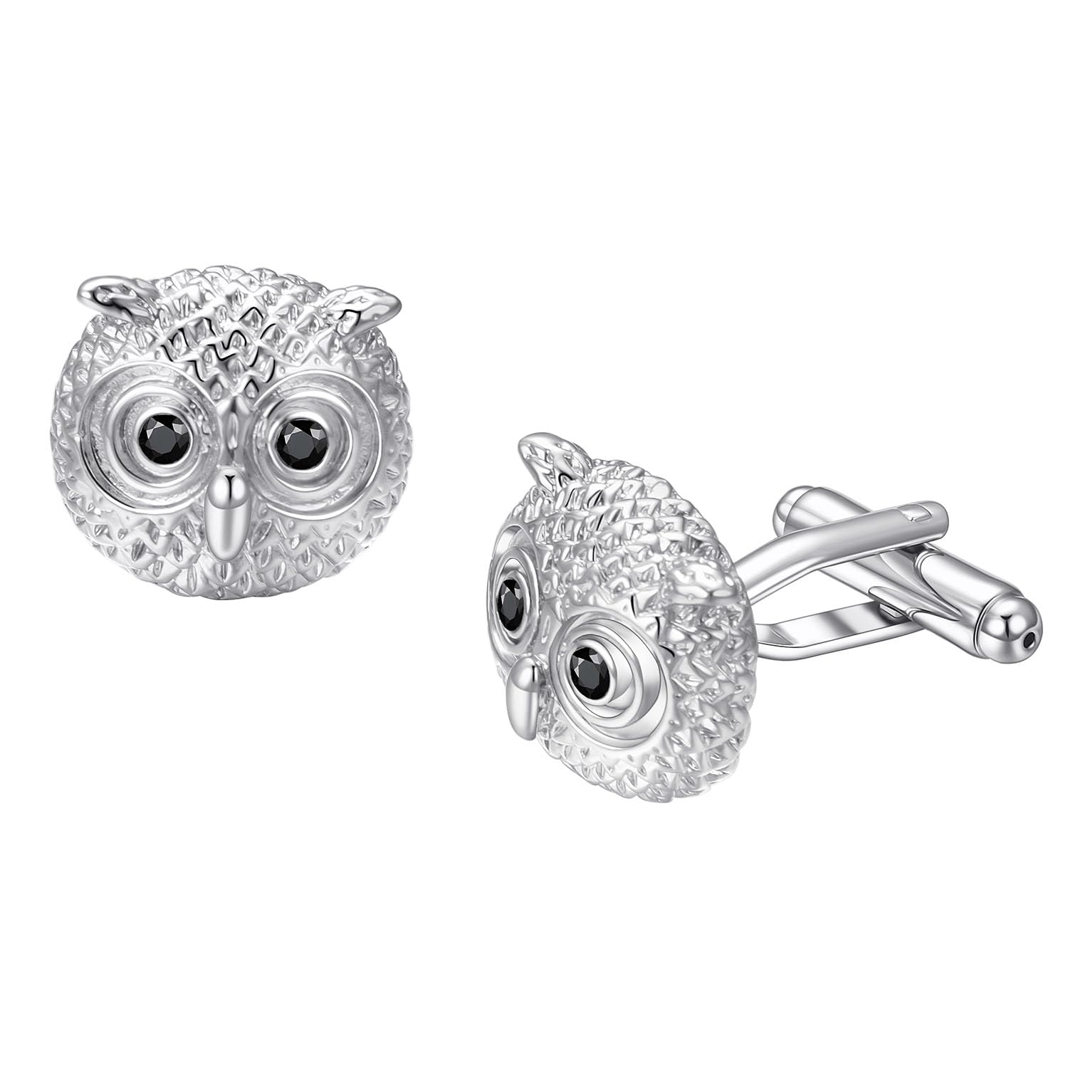 【送料無料】RunootPR わいい蜂蝶てんとう虫フクロウカフスボタン メンズ シルバー 金 おもしろ シャツ カフスボタン 結婚式 日常仕事 人気 プレゼント 色：シルバー、サイズ：1.6cm