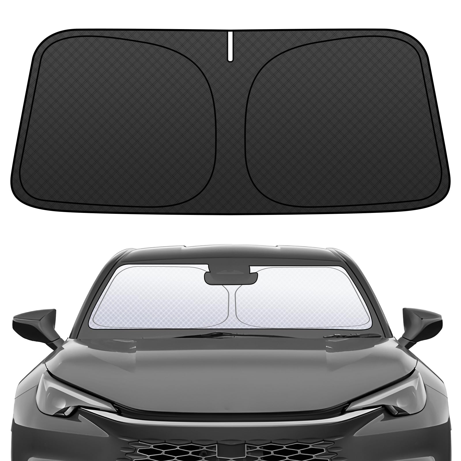 【送料無料】フロントガラス サンシェード 車用サンシェード 日よけ UVカット 6層構造 遮光 断熱 夏 紫外線 隙なし 光漏れない 置くだけ 収納袋付き 色：ブラック、サイズ：レクサス rx 5代目 RX350h RX450h＋ RX500h 2022新型