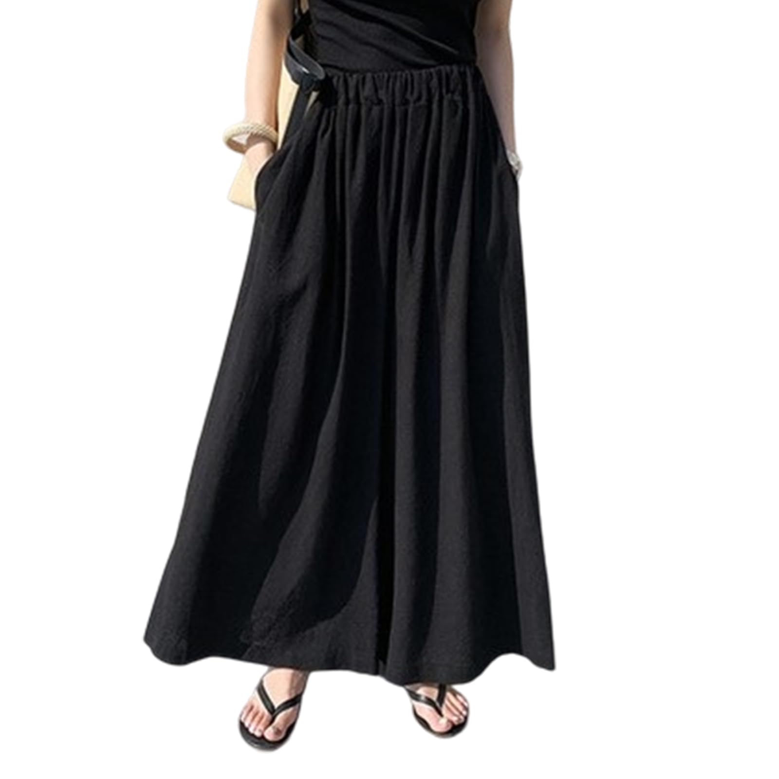 【送料無料】[F8eight] 綿麻専門店 ズボン レディース 綿麻 ワイドパンツ ロング ポケット付き カジュ..