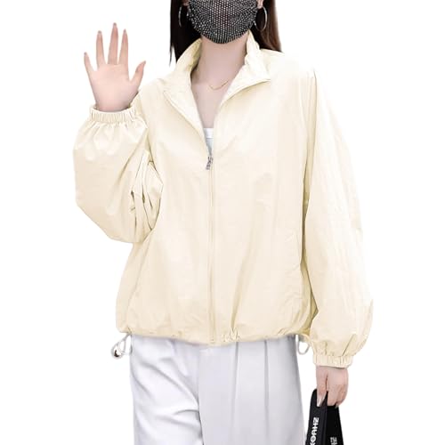 【送料無料】[HuuMeNEIDOO] カーディガン レディース UVカット 長袖 トップス アウター 日焼け止め服 薄手 ゆったり 体型カバー 無地 軽量 透け感 冷房対策 紫外線対策 春 夏 色：アプリコット、サイズ：XL