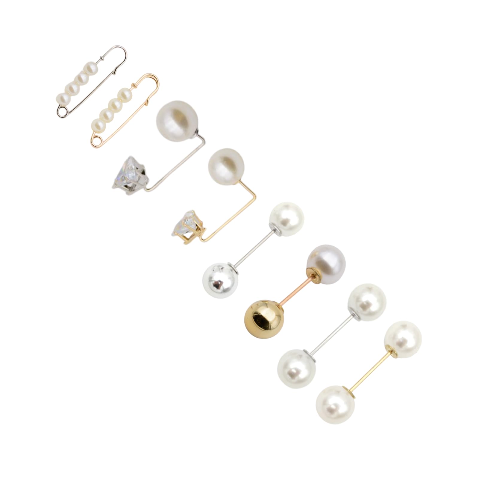 【送料無料】EZ PEACH ブローチ 人工真珠 安全ブローチピン 8個 ストールピン 合金 双頭 装飾用 プレゼ..