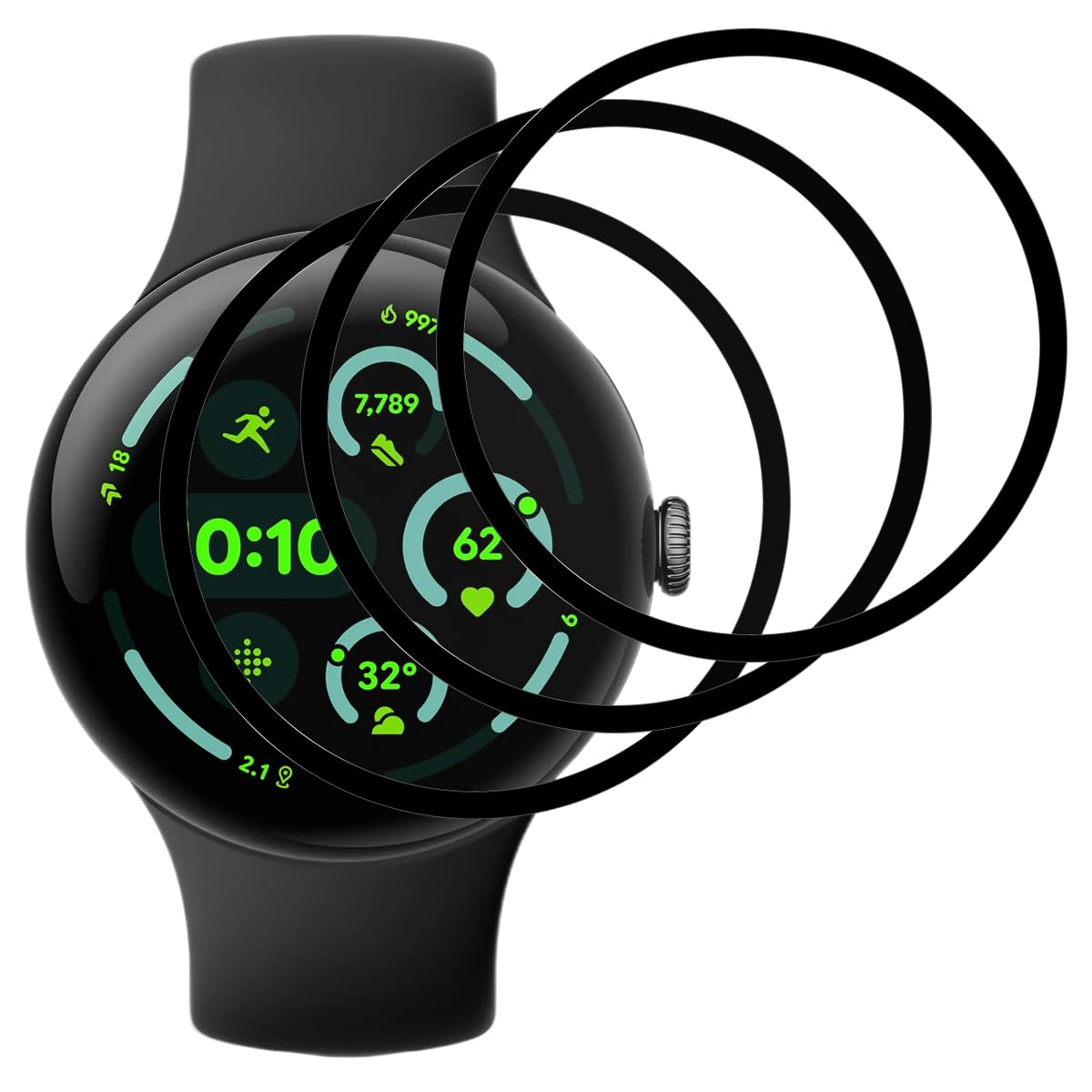 【送料無料】seninhi 【2枚液晶保護+2枚レンズ保護】 iPhone フィルム 硬度9H 国産旭硝子AGC素材 気泡ゼロ 飛散防止 高感度 衝撃吸収 ラウンドエッジ加工 色：HD透明、サイズ：BM-Google Pixel Watch 3 45MM(2.0)