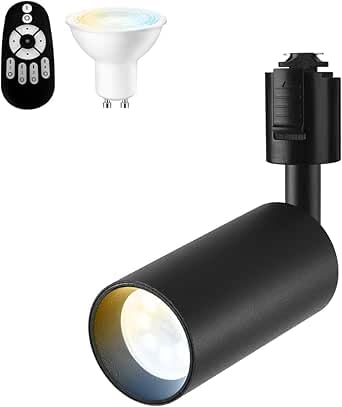 【送料無料】ANWIO ダクトレール スポットライト 調光調色 角度自由 リモコン付き 取付簡単 インテリア おしゃれ 照明LED 1個 色：ブラック、サイズ：1個セット