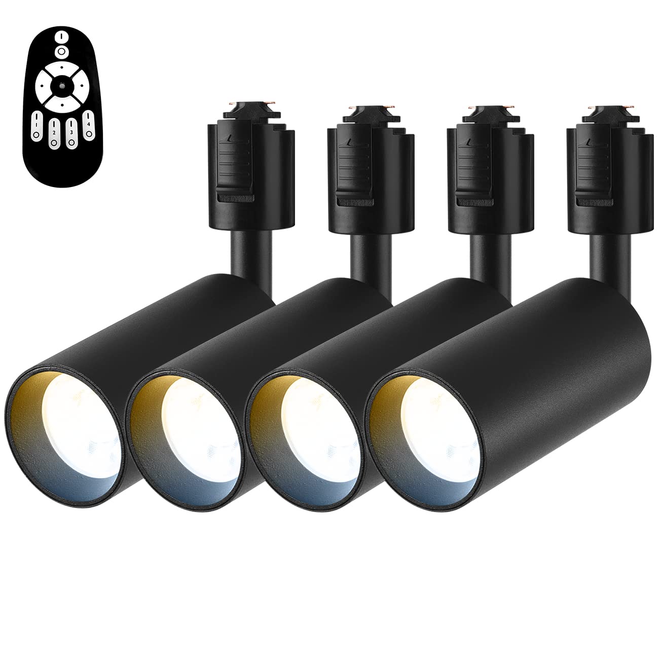 【送料無料】ANWIO ダクトレール スポットライト 調光調色 角度自由 リモコン付き 取付簡単 インテリア おしゃれ 照明LED 1個 色：ブラック、サイズ：4個セット