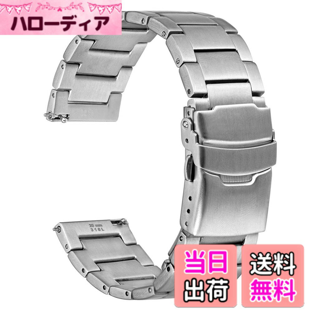 【送料無料】[WOCCI] 時計ベルト メタル 18mm 20mm 22mm 24mm 腕時計バンド メンズ 316L ステンレススチール 金属時計ブレスレット Quick Release 色：シルバー、サイズ：19mm