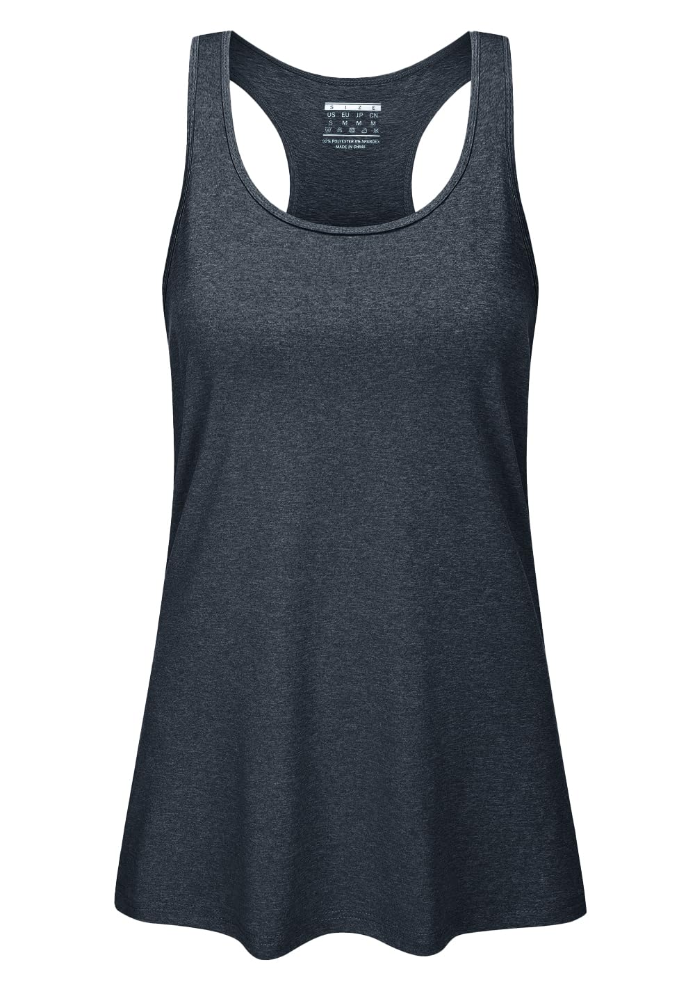 【送料無料】[KEFITEVD] ヨガウェア タンクトップ レディース 丈長め 吸汗速乾 ストレッチ ノースリーブシャツ レーサーバック キャミソール トレーニング スポーツウェア トップス 夏 色：ヘザーブラック、サイズ：L