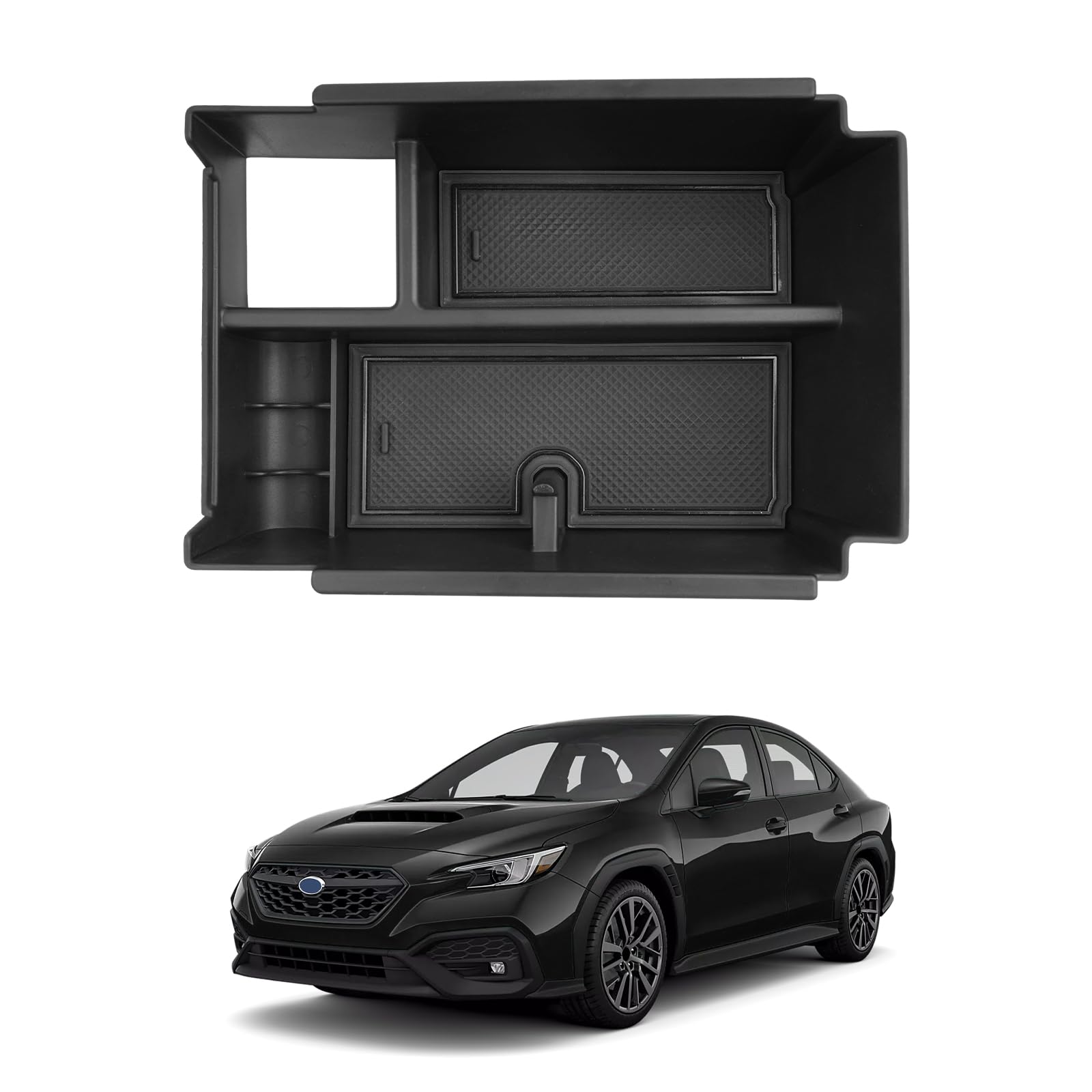 【送料無料】【RUIYA】コンソールボックス 小物入れトレイ カムリ70 コンソールトレイ 車種専用 車内収納ボックス 内装パーツ アームレストボックス ラバーマット付き サイズ：新型 スバル レヴォーグ 2代目 VN5/VNH