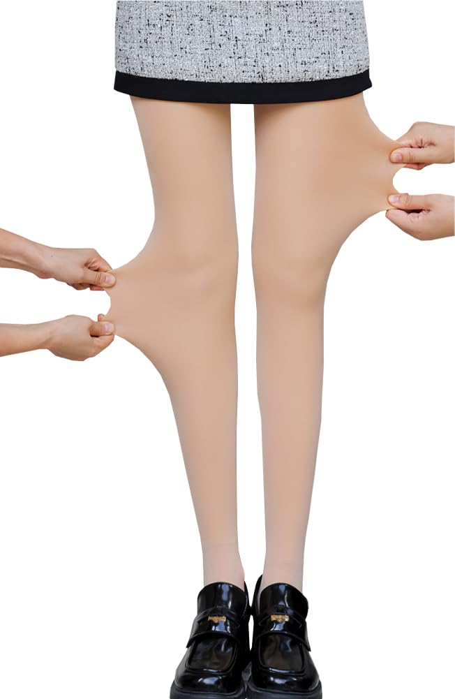 【送料無料】[Ekieta] フェイクタイツ タイツ トレンカ 肌色 裏起毛タイツ 超あったか 美脚 着圧 厚手 自然な裸感 引き締め 細く見える パンスト 毛玉出来にくい 発熱 暖かい 冷え対策 防寒用 部屋着 150g/200g 色：タイツ−ヌード-200G、サイズ：Free Size