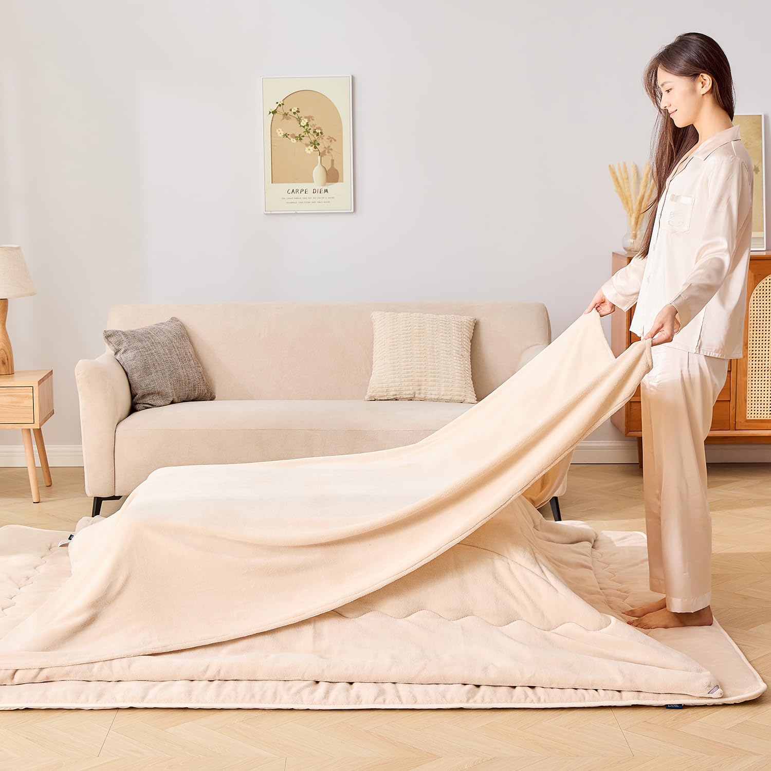 ������̵����EMME ���������� �ݤ����� ñ�� 185x185cm ������ �ե��ͥ����� ���ŵ��ɻ߲ù� �դ�դ� �ݤ��ݤ� ����ƥ���...