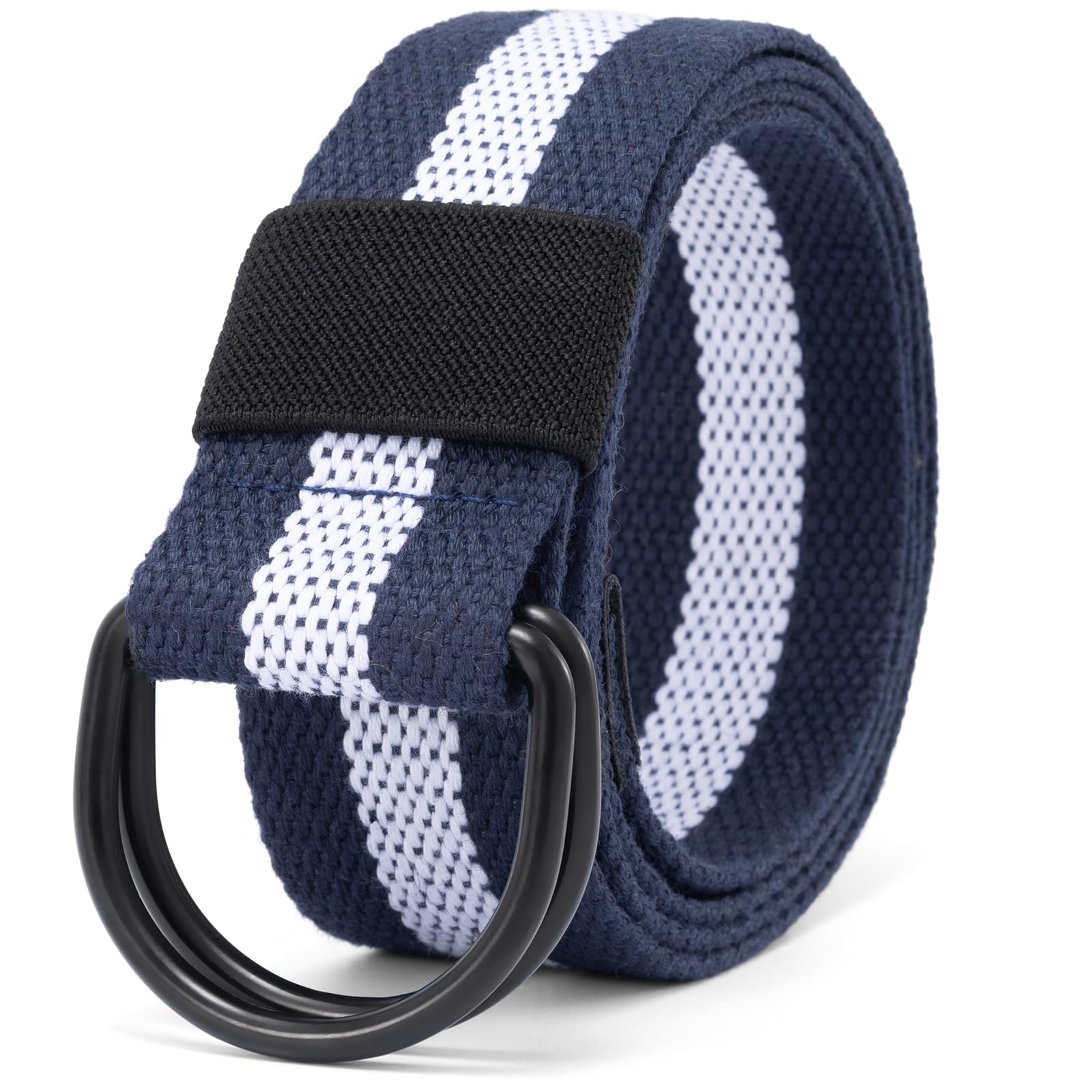 【送料無料】[Macoking] ベルト メンズ おおきいサイズ カジュアル ナイロン 大きいサイズ 垂らす キャンバス dリング 穴無し 通勤 ゴルフ 運動 アウトドア プレゼント 色：ホワイトブルー、サイズ：140