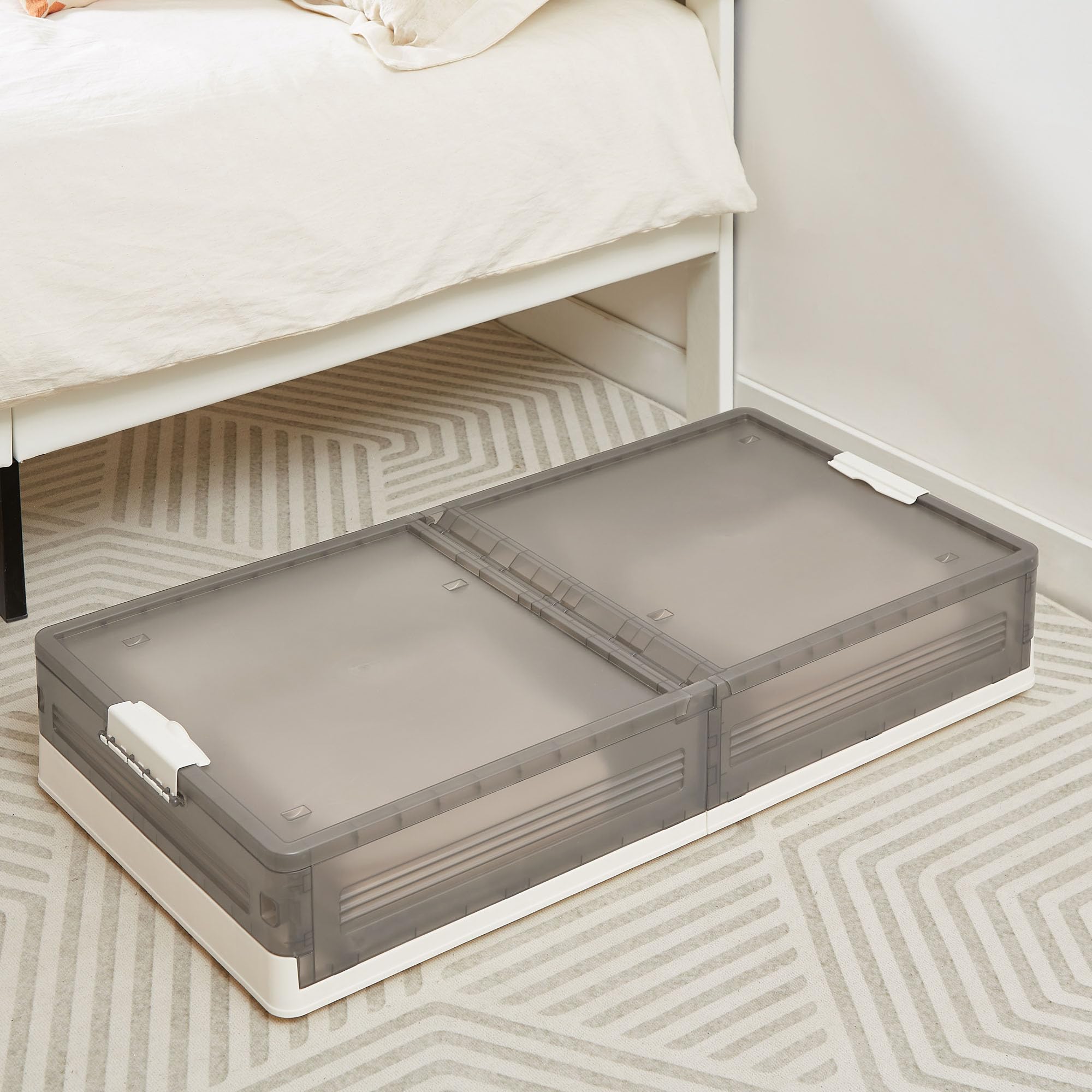【送料無料】VECELO 収納ボックス 収納ケース ベット下収納ボックス キャスター付き 色：中型の2点セット、サイズ：大