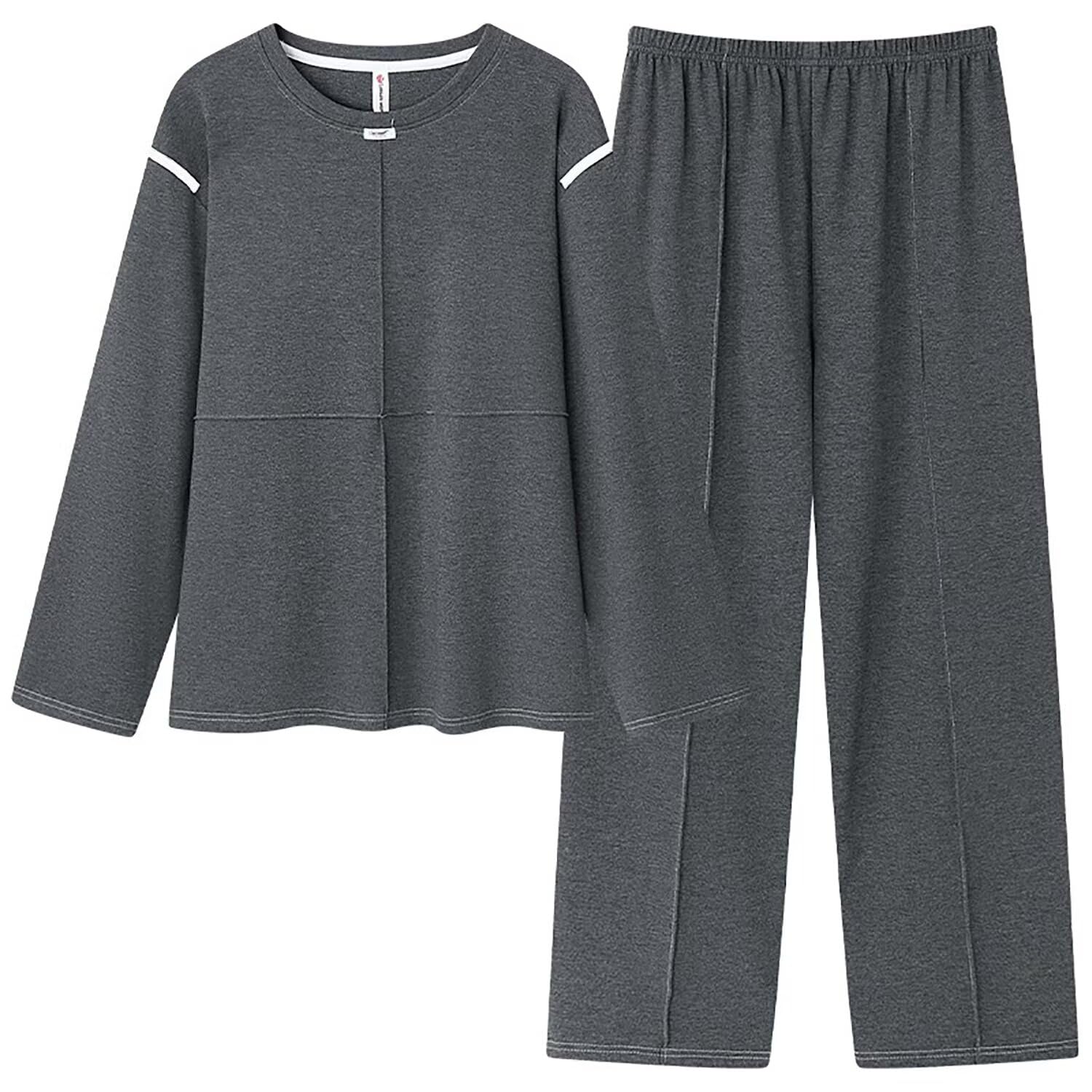 【送料無料】[HEWEAYTA] パジャマ メンズ 長袖 春夏秋 - ルームウェア 大きいサイズ 部屋着 上下セット 薄手 40-90KG ゆったり 綿 吸汗 通気 肌に優しい 色：ダークブルー42、サイズ：2XL