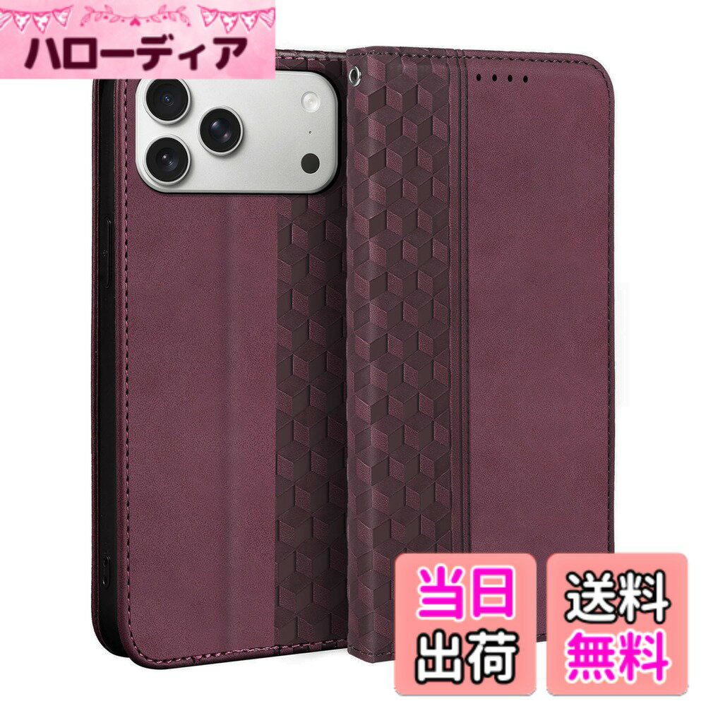 乐天商城 - 【送料無料】Gedurya iPhone ケース 手帳型 ひし形 色：レッド、サイズ：iPhone 17 Pro Max