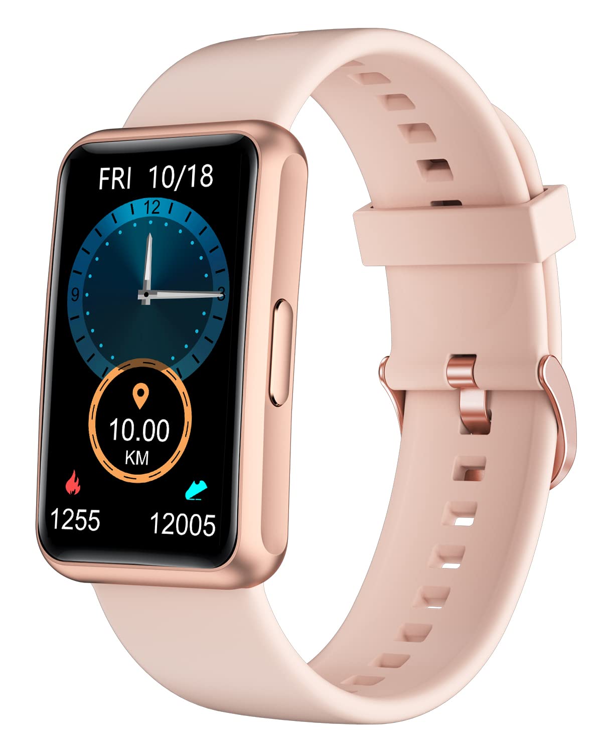 【送料無料】HUAKUA 歩数計 リストバンド型 大画面 スマートウォッチ スマホ/アプリ不要 Bluetoothなし 歩数 距離記録 アラーム ストップウォッチ タイマー 5種類文字盤 IP68防水 操作も簡単 日本語説明書付き 色：ピンク、サイズ：ワンサイズ