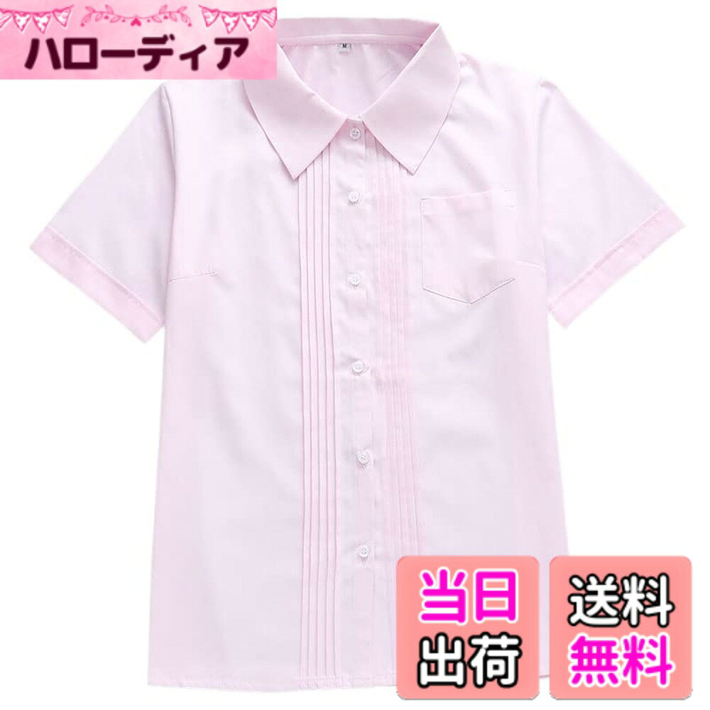 Other - 【送料無料】[Sharphon] レディース タック ポケット付 スクールシャツ 長袖/半袖 角襟/丸襟 無地 綿 シャツ トップス 色：角衿-半袖-ピンク、サイズ：XS