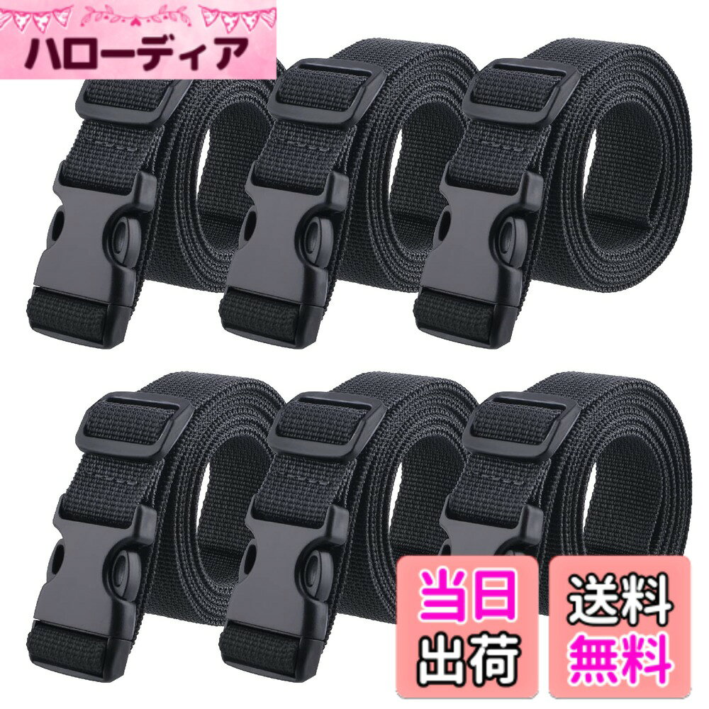 【送料無料】JEELAD スーツケースベルト 荷締めベルト バッグ 固定 荷締バンド 荷物固定 調節可能 梱包バンド 荷崩れ防止 スーツケース 旅行便利グッズ 色：02 ブラック - 幅38mm、サイズ：1.5m - 6セット