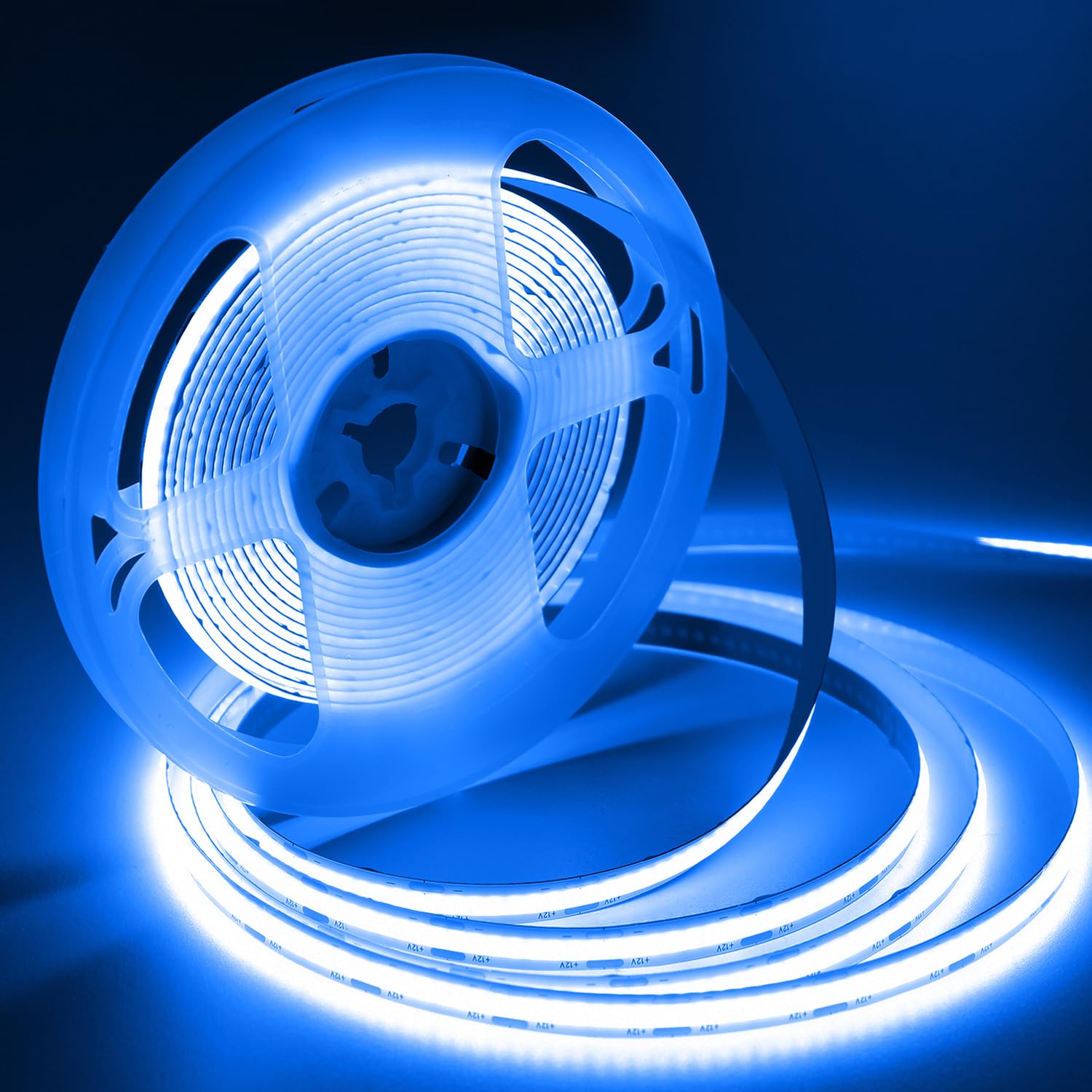 【送料無料】iNextStation led テープライト テープ照明 高密度 320 LEDs/m 入電電圧 調光可能 カット可能 両面テープ設置 幅8mm 飾り用 cob テープライト 色：ブルー、サイズ：5Mテープライト