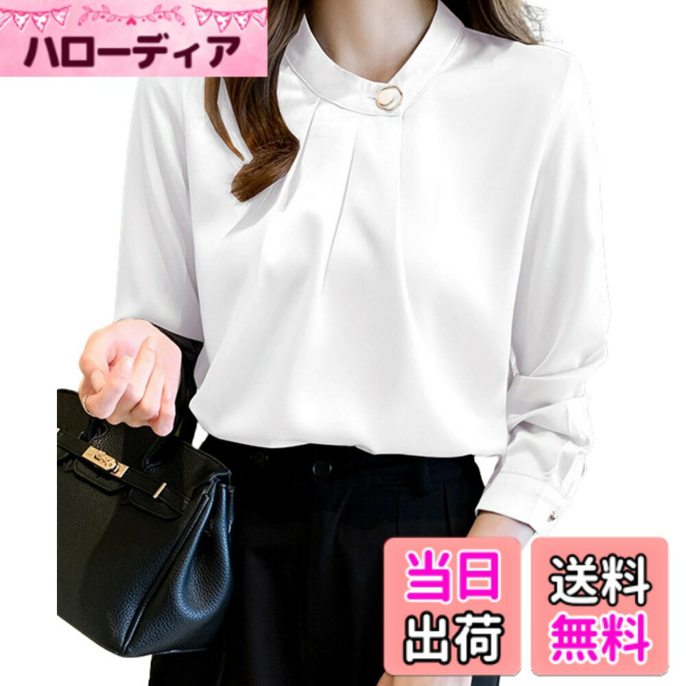 Other - 【送料無料】[Dep Club] ブラウス レディース 長袖 オフィス 通勤 春秋 ハイネック シフォン フォーマル トップス パール 上品 きれいめ 大人 女性 演奏会 セレモニー お洒落 おしゃれ 春 秋 色：ホワイト、サイズ：L