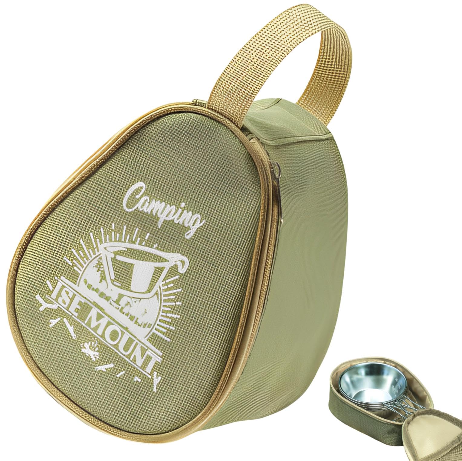 【送料無料】fogman シェラカップ ケース 金属製カップ 持ち運び コンパクト カバー おしゃれ キャンプ 色：カーキ、サイズ：高さ12cm