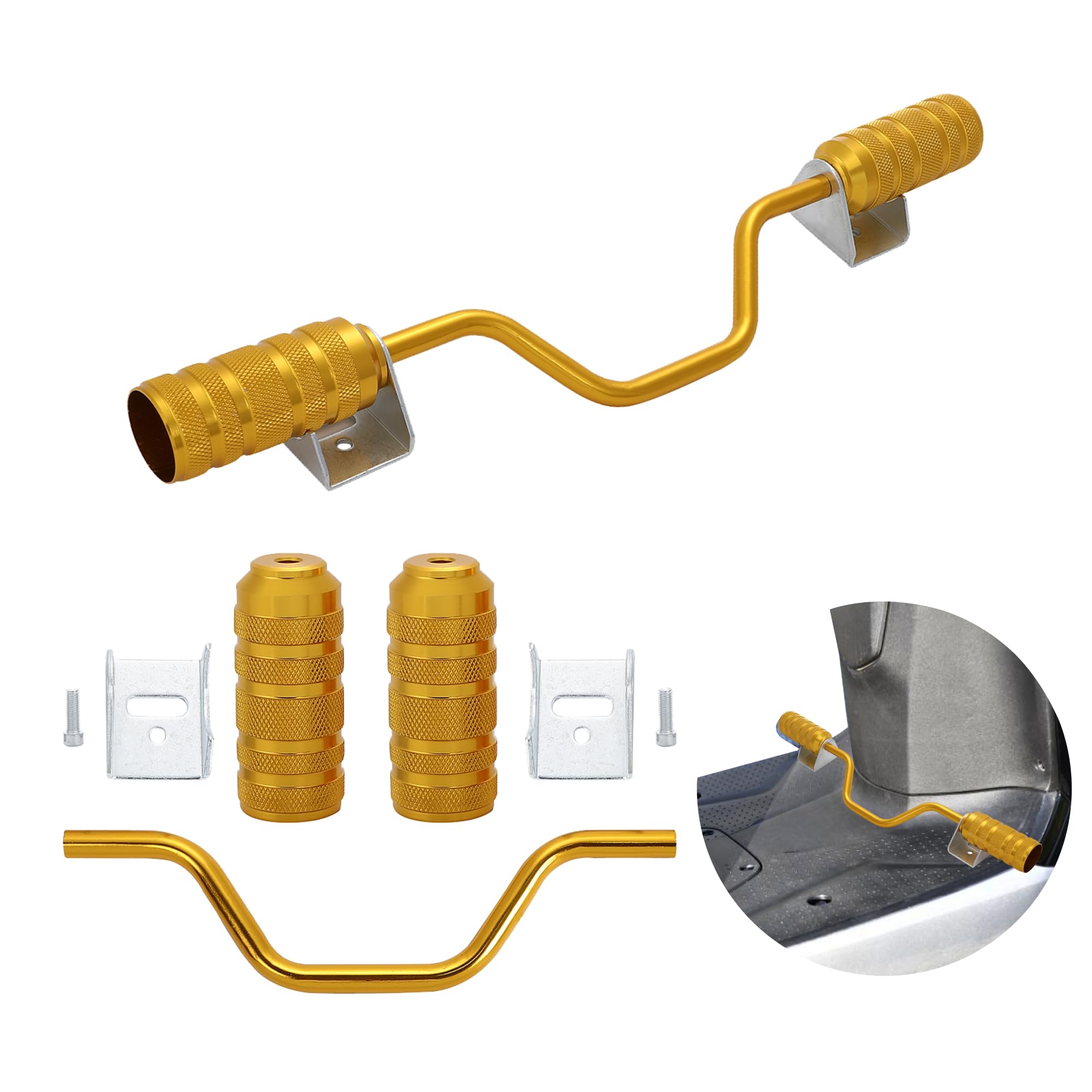 【送料無料】アルミ ステップバー スクーター ズーマー X アドレス V100 V125 DIO JOG ジャイロ キャノピー アクシス トゥデイ ZZ フットステップ フットペグ 汎用 社外品 色：ゴールド