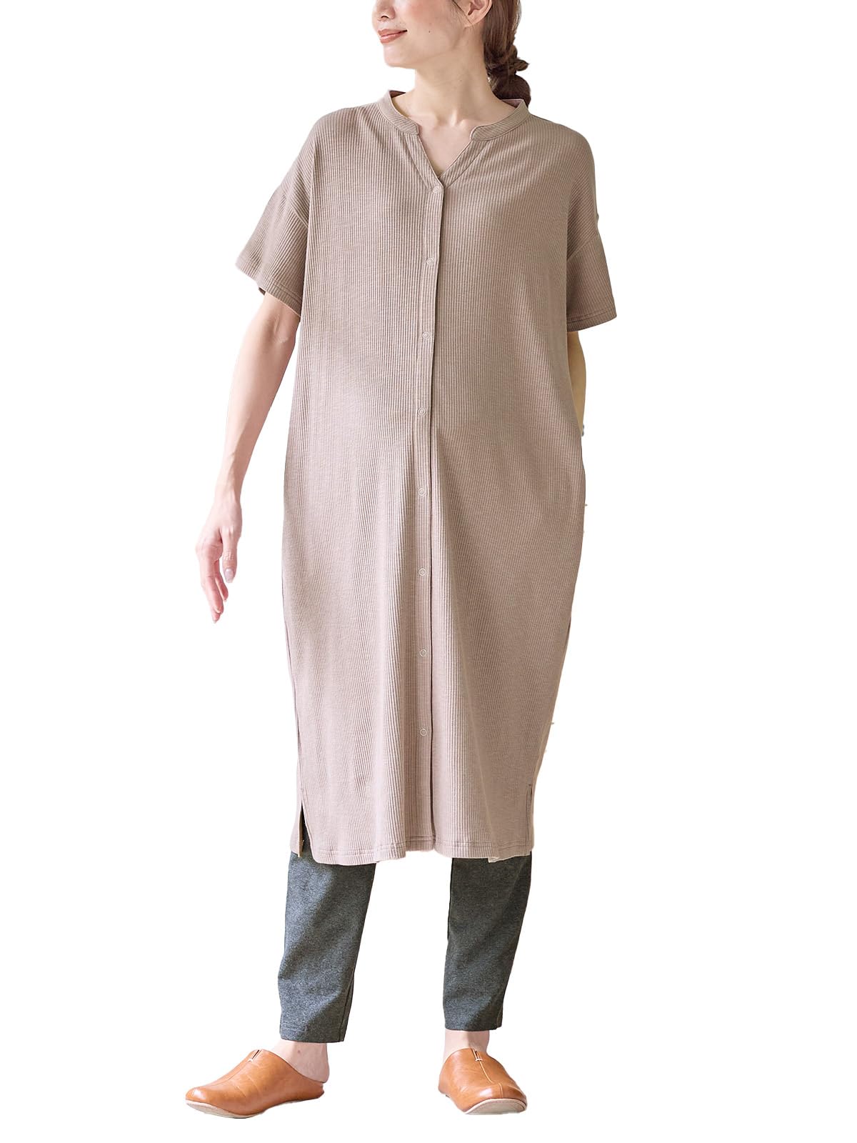 【送料無料】[ANGELIEBE エンジェリーベ] マタニティ 前開き 授乳 パジャマ 助産院監修 ミドル丈 ハイ..