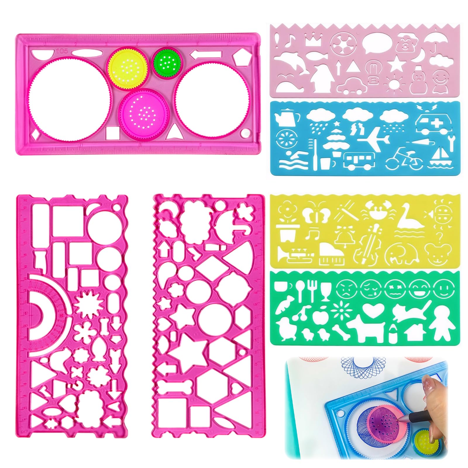 【送料無料】DELUXEFOX 定規 テンプレート ステンシルシート スピログラフ定規 多機能定規 テンプレー..