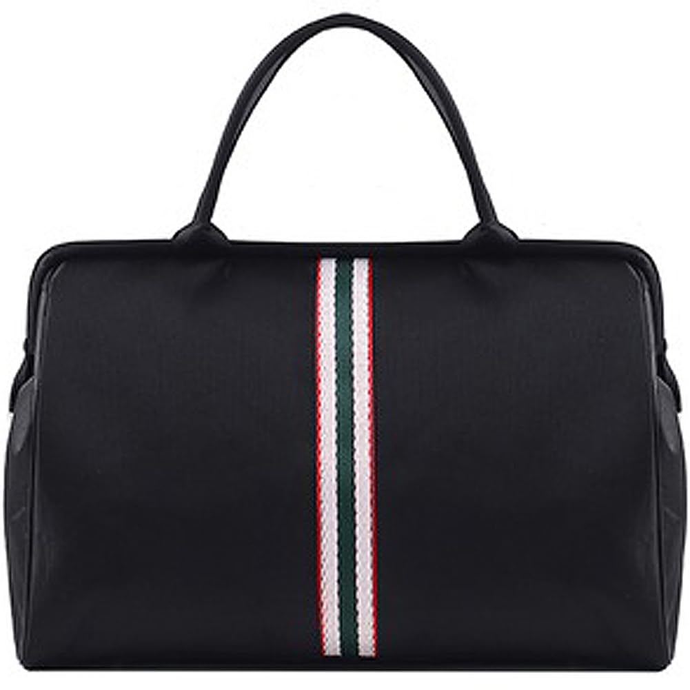 【送料無料】[エス・ピー・ラボ] 大きい がま口 ボストンバッグ かわいいトラベルバッグ 旅行バッグ 旅行かばん バッグ 男女兼用 修学旅行 ゴルフ 大容量 色：ブラックストライプ4、サイズ：M