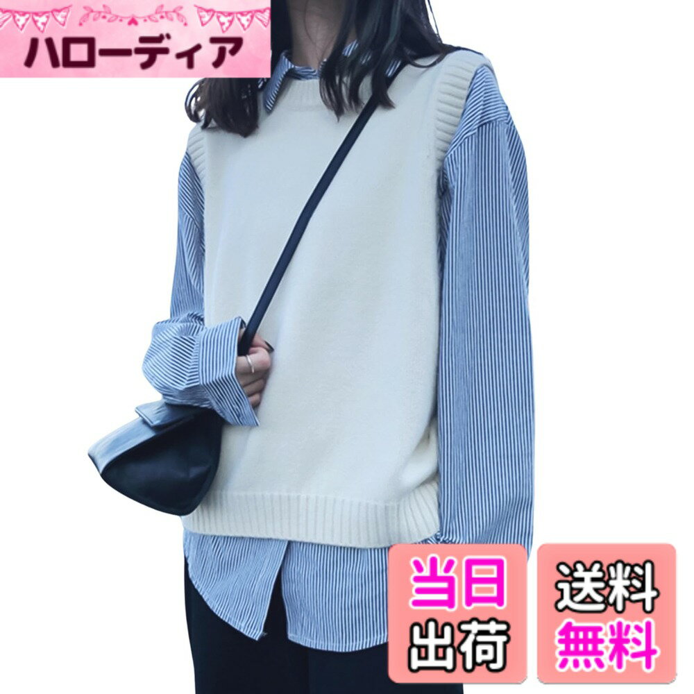 【送料無料】[SeiunAn] ニットベスト レディース ベスト ニット セーターベスト 秋 冬 春 薄手 ノースリーブ クルーネック ショート丈ト トップス ゆったり きれいめ 韓国 おしゃれ 重ね着 女子 通勤 ジレ 可愛い 秋服 オフィス カジュ 色：ベージュ、サイズ：Free Size
