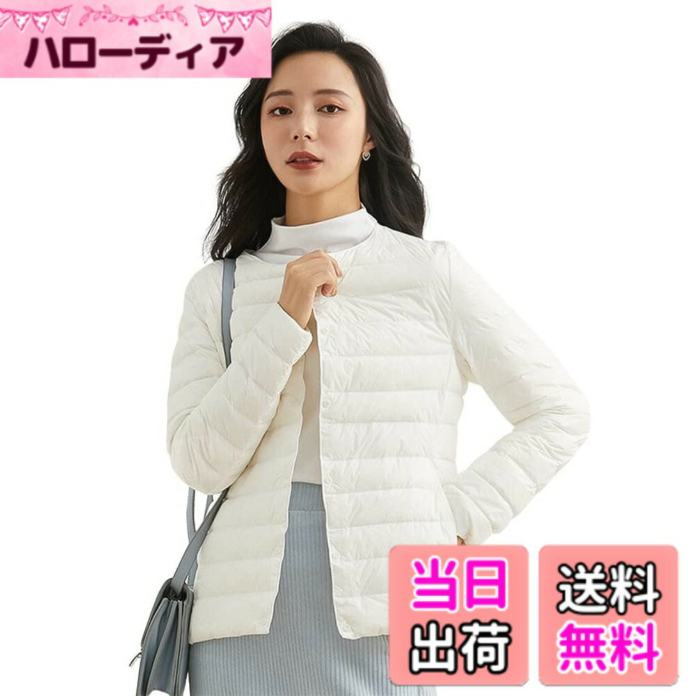 Jacket - 【送料無料】MDMYXJP ダウンジャケット レディース ウルトラライト インナージャケット 暖かい 軽量 防寒 クルーとVネックの切り替えが可能 MD105 色：ホワイト、サイズ：XL