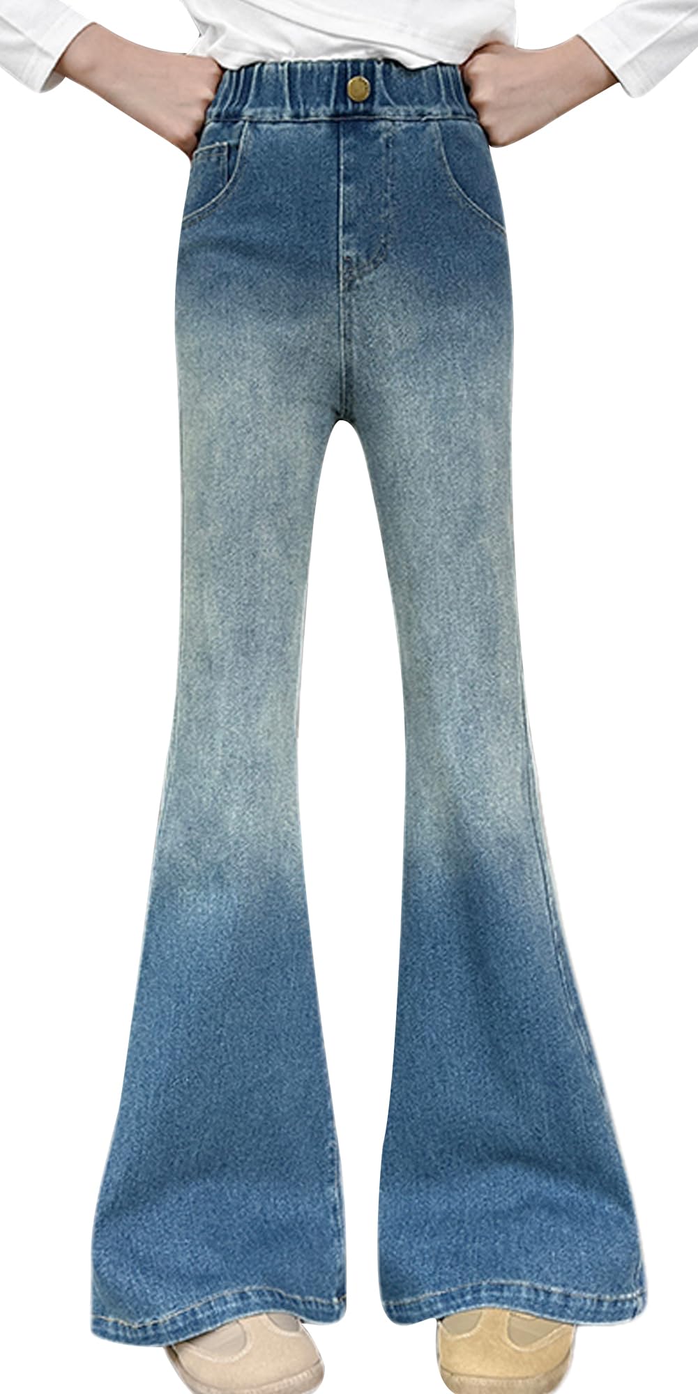 【送料無料】[Maeau] ジーンズ デニムパンツ パンタロン ダメージ 長ズボン 着痩せ 女の子 ジーパン 子供 ガールズパンツ キッズ ロングパンツ ワイドパンツ 夏 春 秋 色：N001、サイズ：170